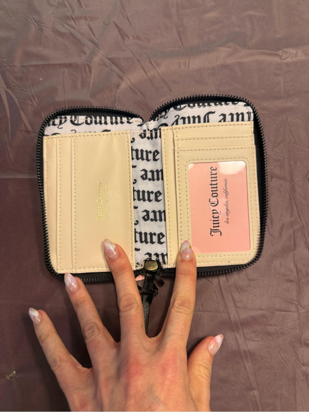 NWT Y2K Juicy Couture Black Pink Multi Block Party Logo Medium Zip Bifold Wallet - Picture 6 of 10